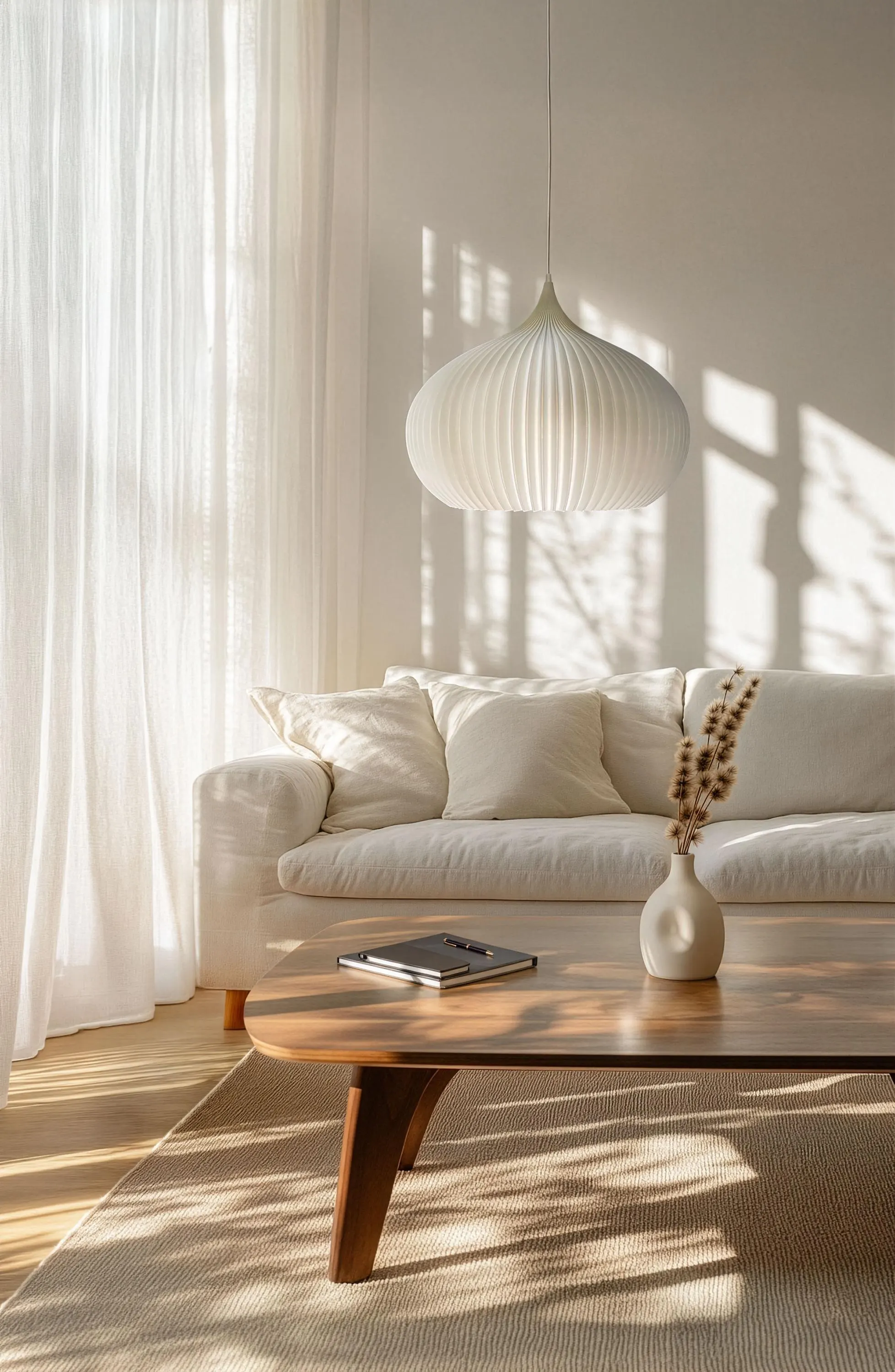 Scandinavian Oval Pendant Light Shade | Striped Hanging Lamp With Ceiling Fixture