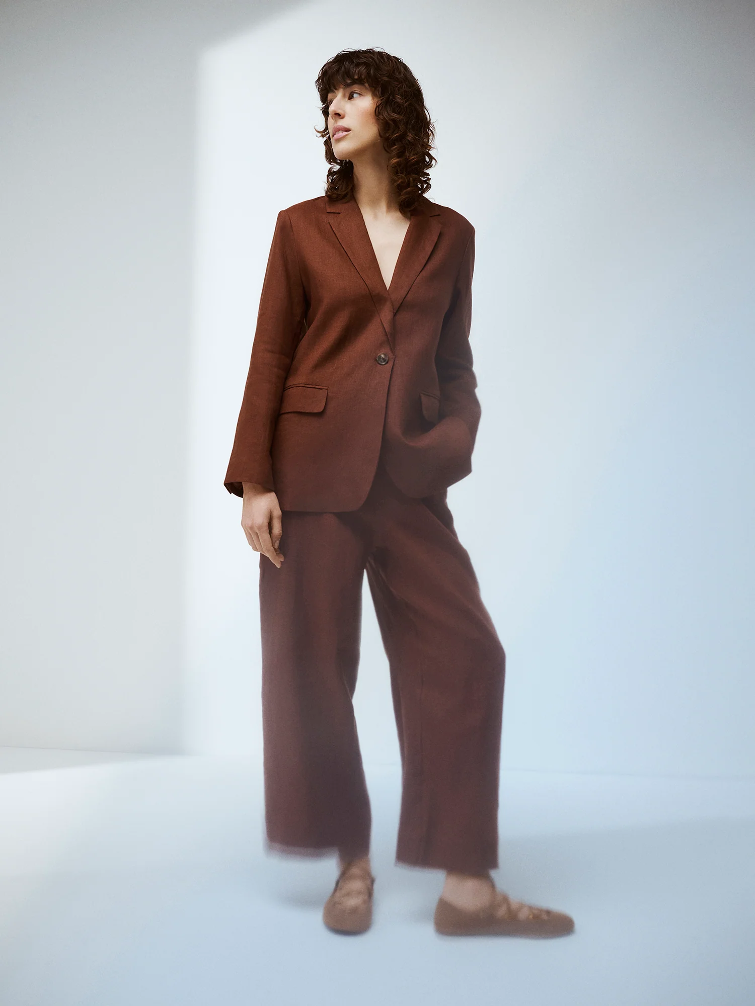SAARI culottes-pellavahousut - ruskea