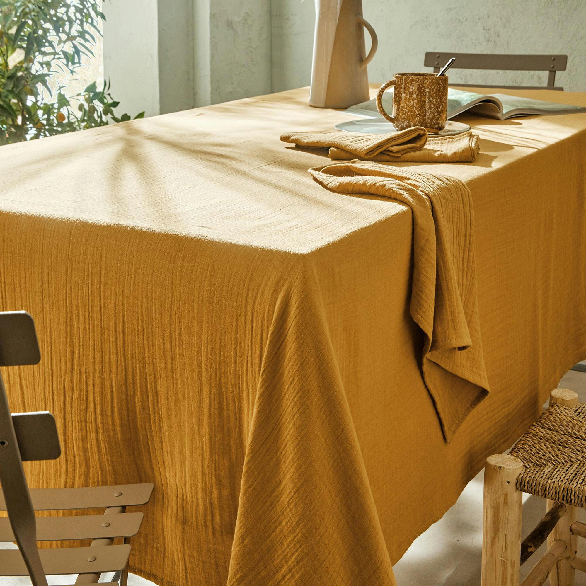 OLIVIANAP - Nappe 130x300 jaune en coton