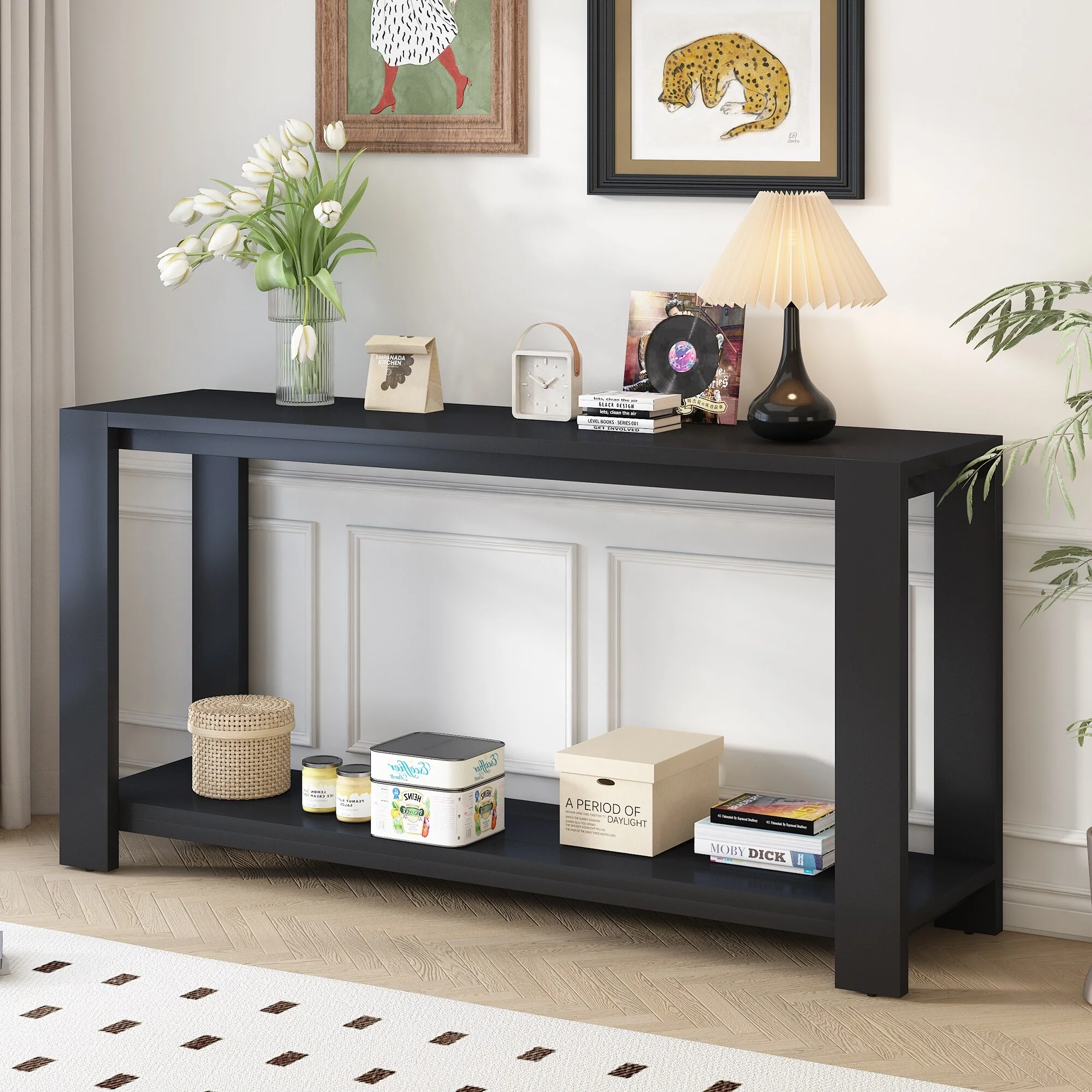 Distinctive Features of a Minimalist Console Table with Bottom Shelf & 4 Legs