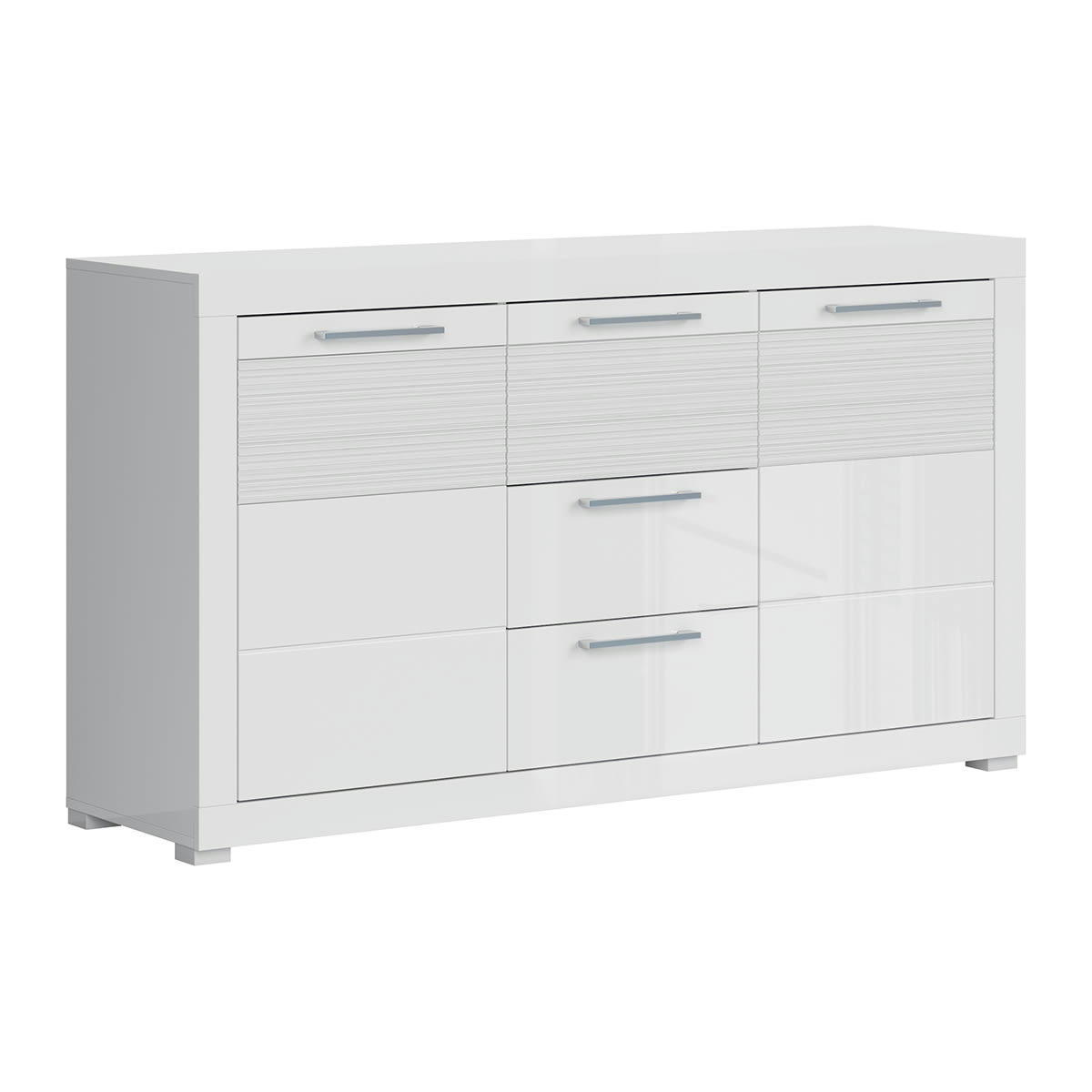 - Buffet 2 portes 3 tiroirs blanc laqué