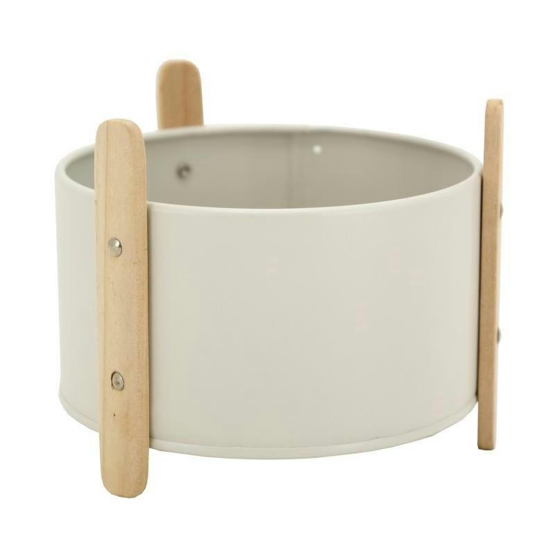 - Cache-pot en métal laqué et bois 14.5 cm