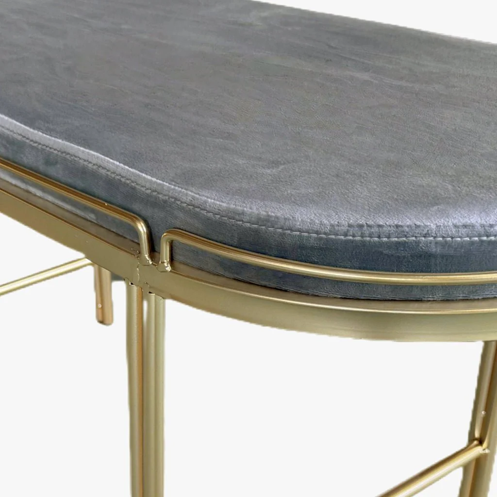 Banqueta Cinza de Veludo e Metal FRIBURGO