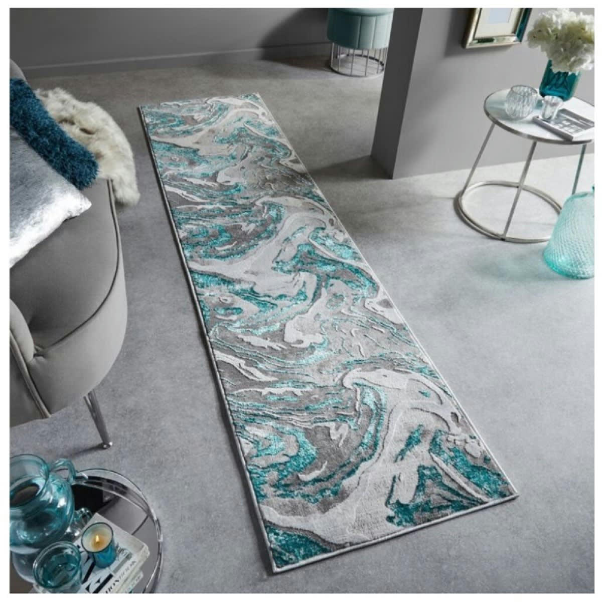 SIRE - Tapis de couloir en polypropylène bleu turquoise 80x300 cm