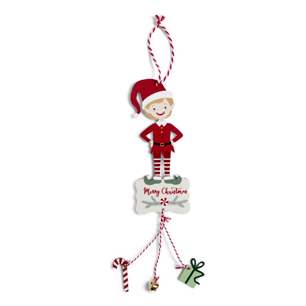 Lutin en bois à suspendre L28cm - 2 modèles fille ou garçon