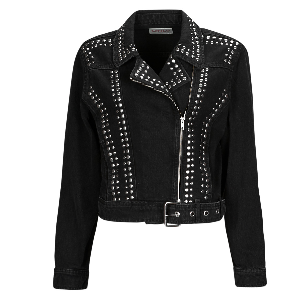 Only - ONLGILLA LS STUD DNM BIKER JACKET CRO - Black