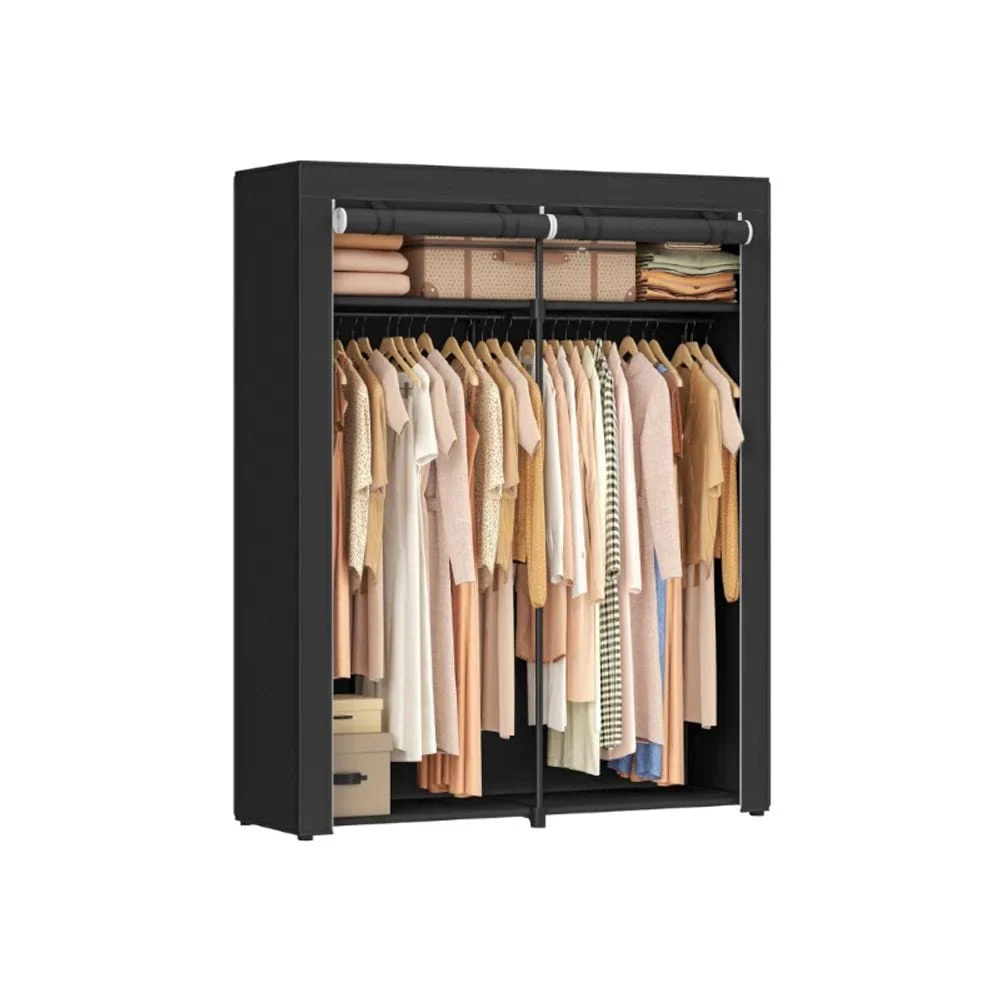 Space-Saving Portable Folding Closet with Adjustable Shelves and Heavy-Duty Hanging Rods for Clothes Storage