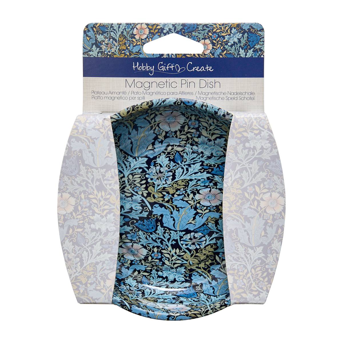 Blue Woodblock Floral Magnetic Pin Dish