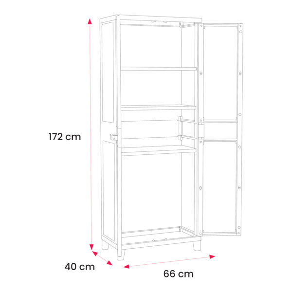 Armoire haute résine 3 tablettes L. 65 x H. 172 x P. 40 cm