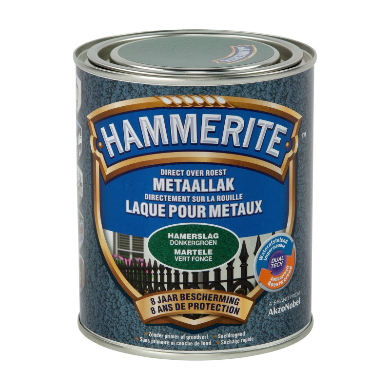 Laque antirouille pour métaux martelés vert foncé 0,75 L HAMMERITE