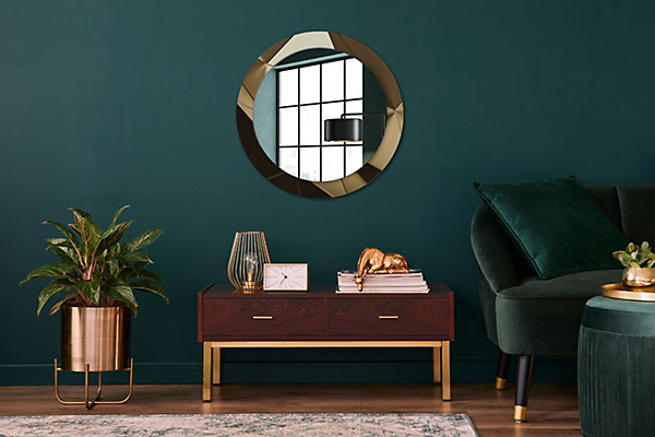 Miroir Rond Cadre Verre Imprimé Wallfluent fi70 cm Abstraction Moderne Fonctionnel Modèle Tendance Design Glamour