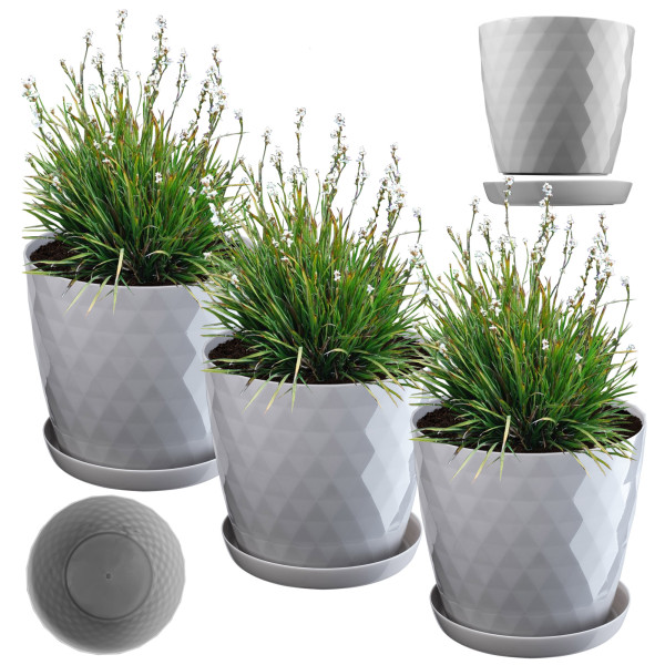 Kadax 3x Doniczka 30cm Osłonka   Podstawka Szara