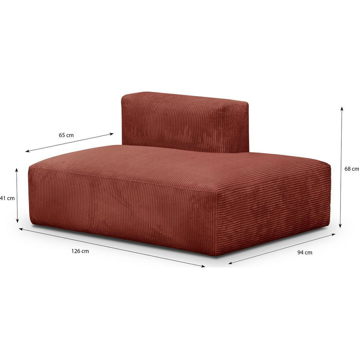 MODULO NEW - Module d'angle ouvert à droite 2 places en velours côtelé rouille