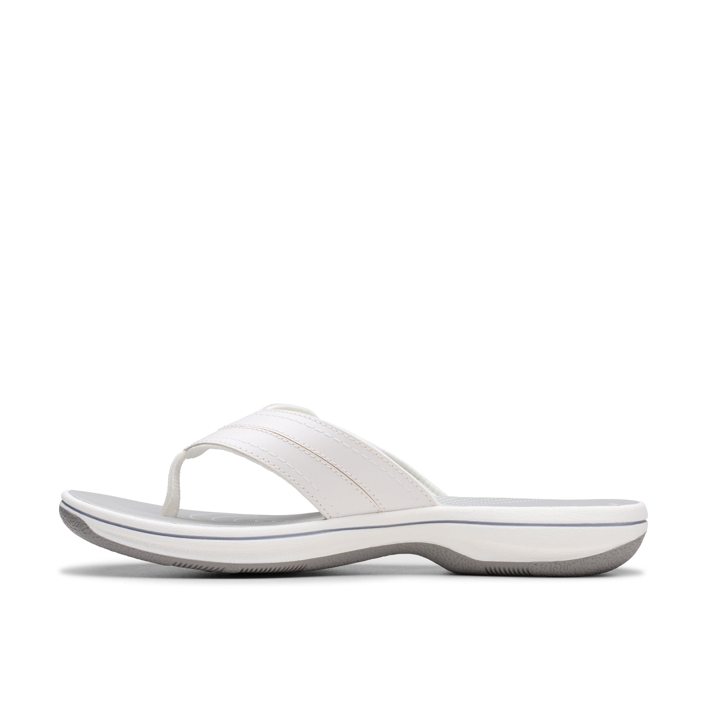 Clarks Brinkley Reyna White Flat Sandals,Flip Flops