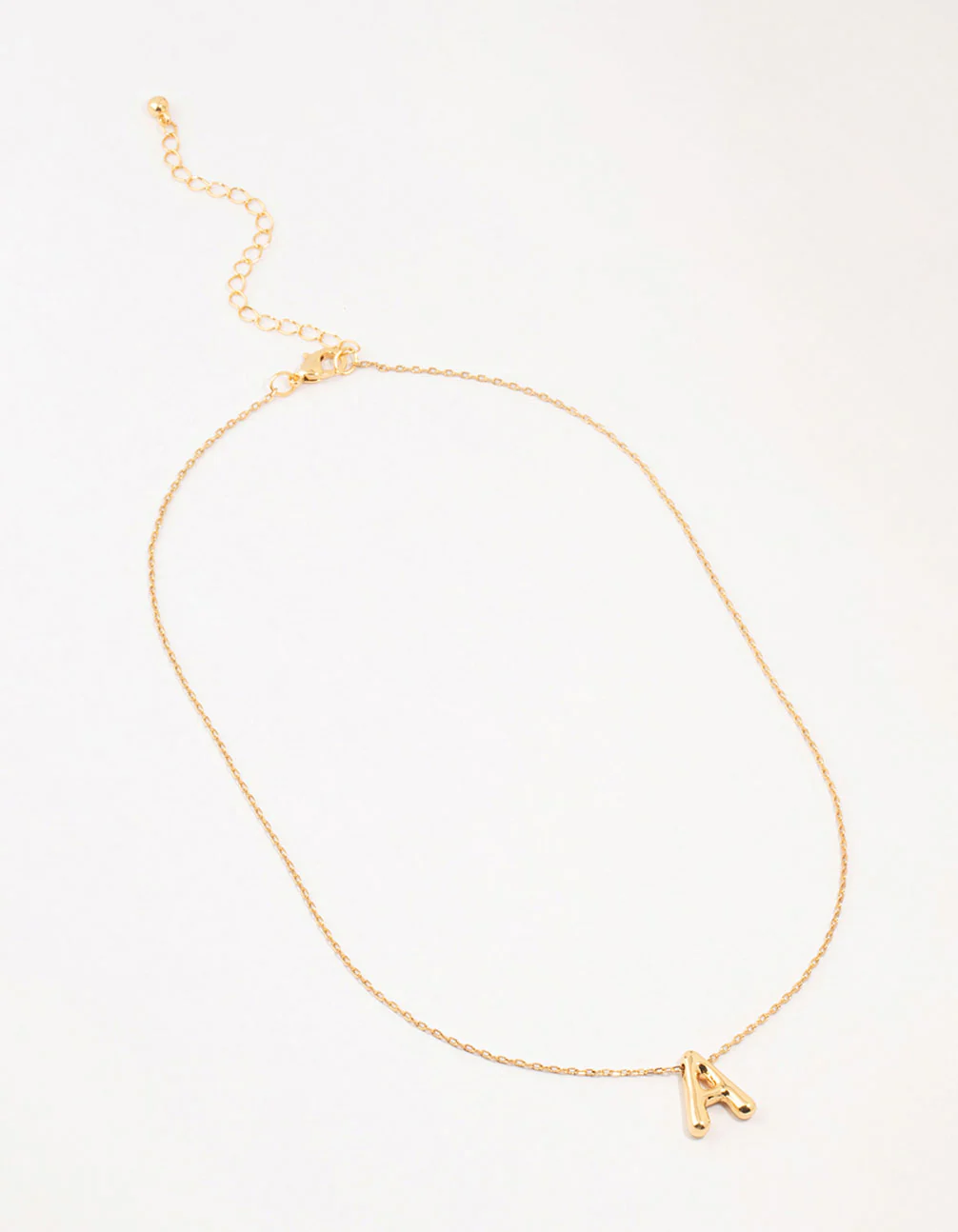 Gold Plated Bubble Letter A Necklace