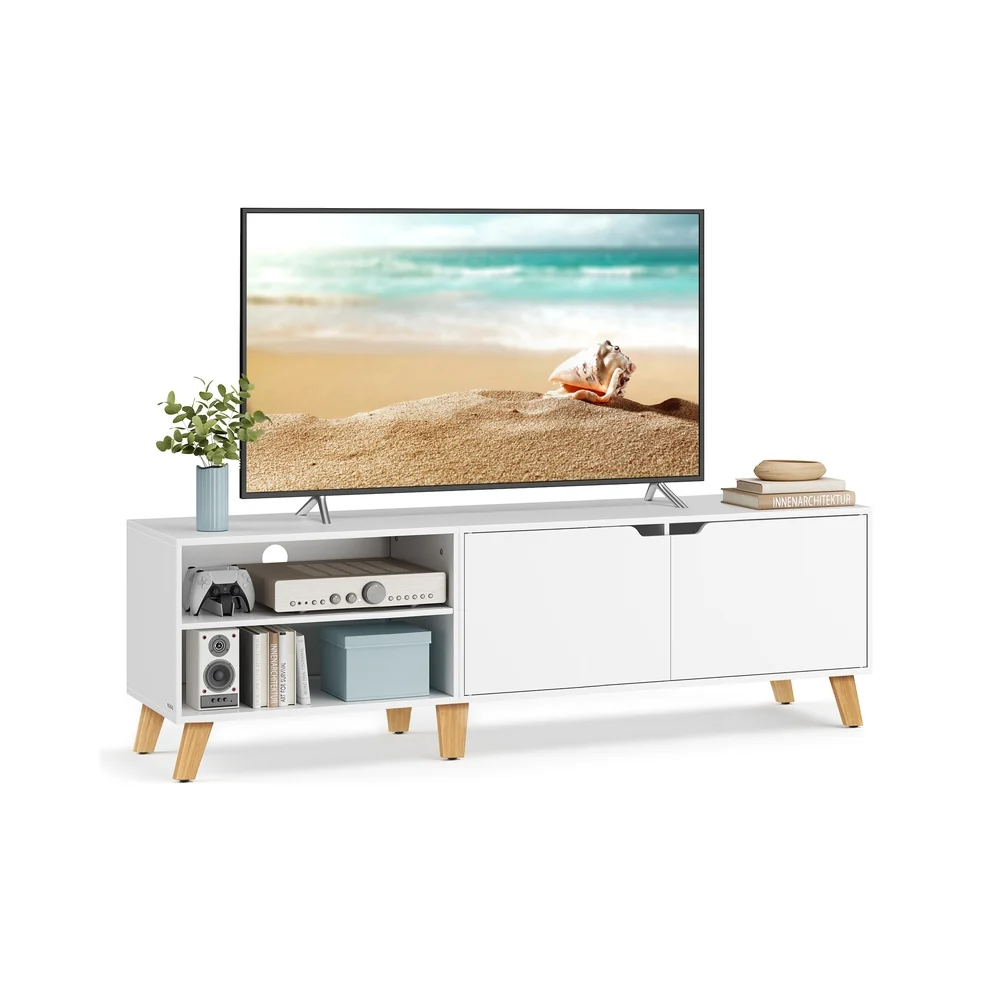 Meuble TV 2 portes avec étagères réglables