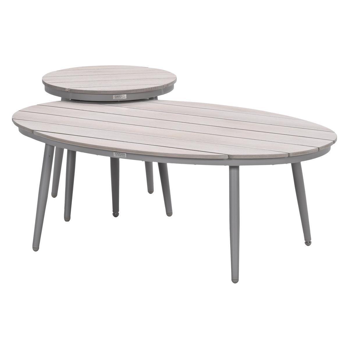 Garden Impressions bijzettafels Lucas taupe - teak look - 2-delig