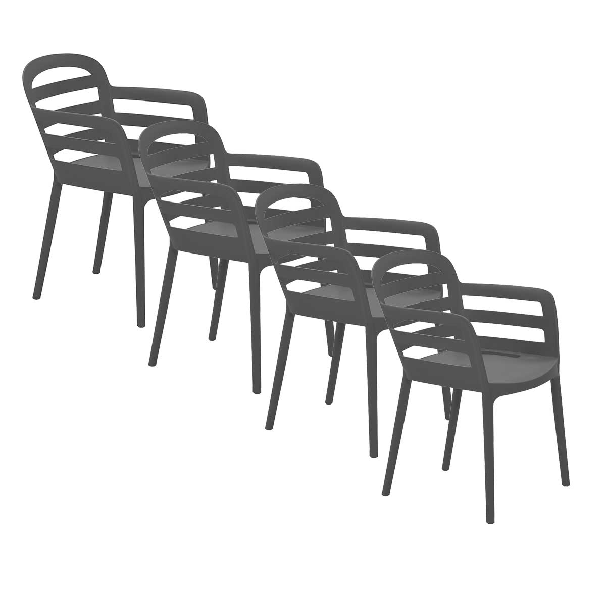 Garden Impressions tuinstoel Mira donker grijs - set van 4