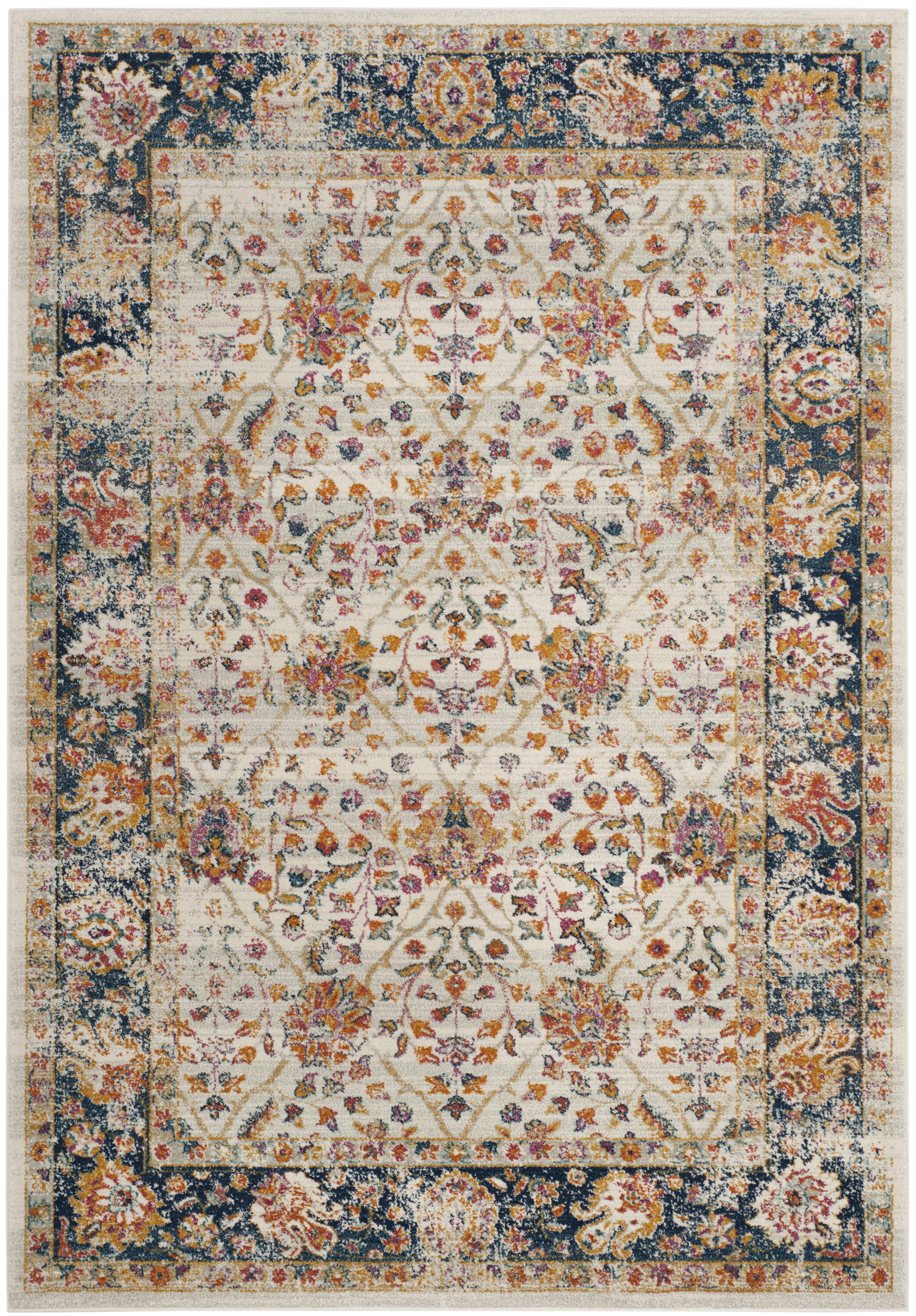 MADISON - Tapis de salon interieur en crème & bleu marine, 122 x 183 cm