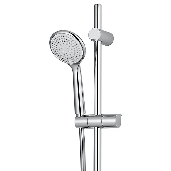 Kit de douche sans robinetterie avec douchette 3 jets   barre réglable   flexible chrome GoodHome Cavally