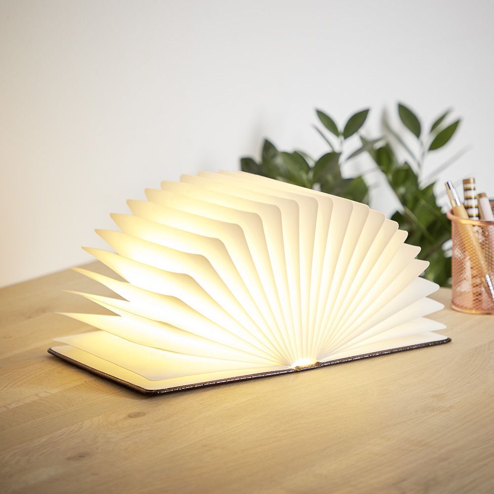 Lampe livre effet cuir marron