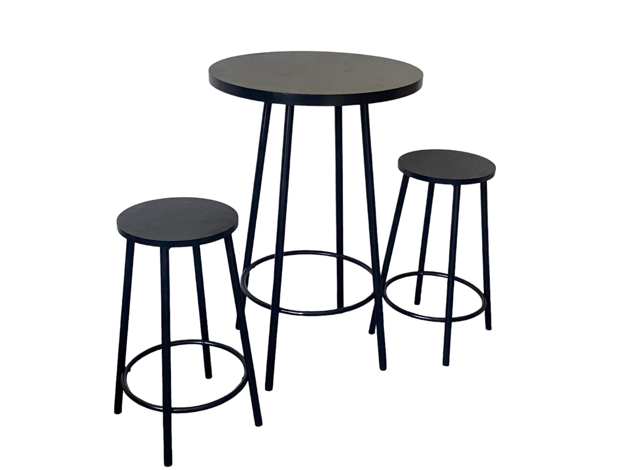 Furnilux Bartafel rond met 2 barkrukken - Zwart - 60x60x96cm