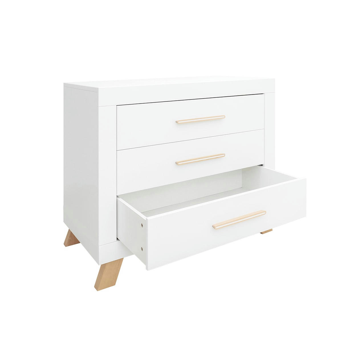 LISA - Commode 3 tiroirs blanc naturel