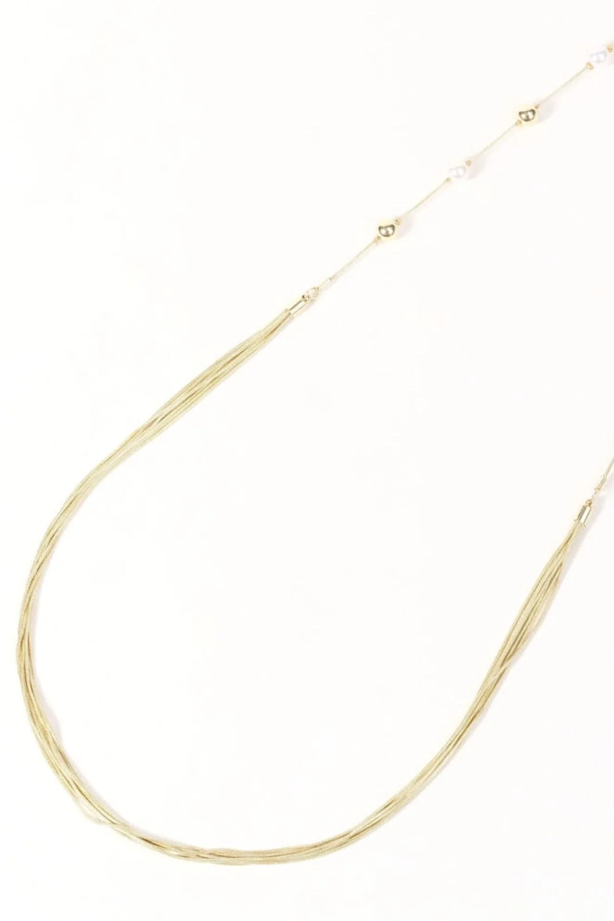 Long Faux Pearl And Chain Necklace