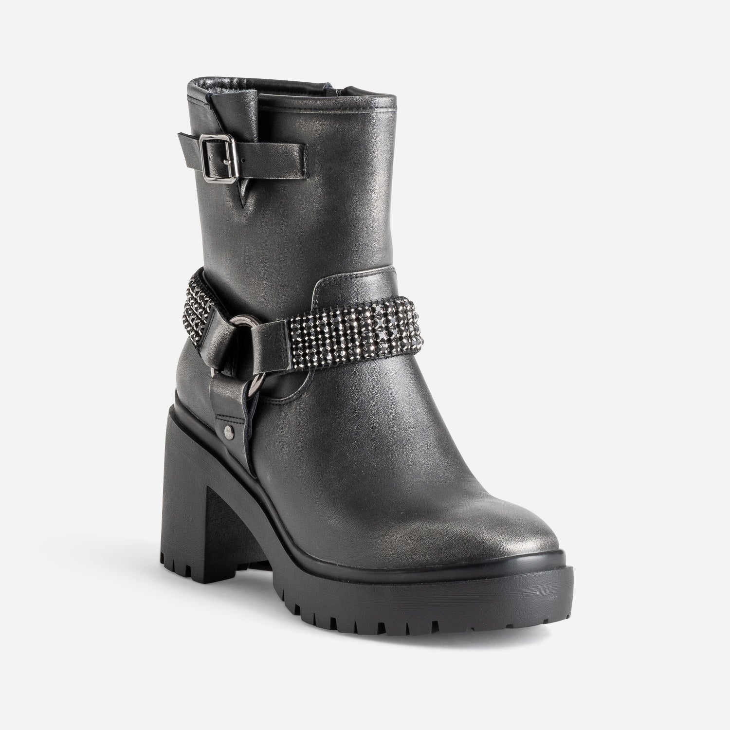 Boots TEXTO noir argenté esprit motard