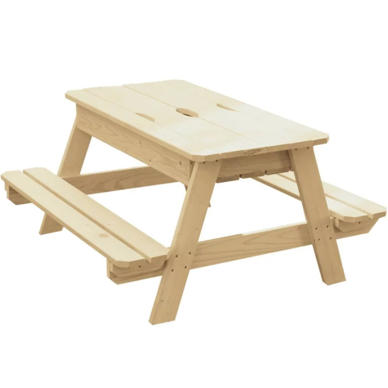 Table de jardin pique-nique avec bac à sable 90 x 91,5 x 50 cm