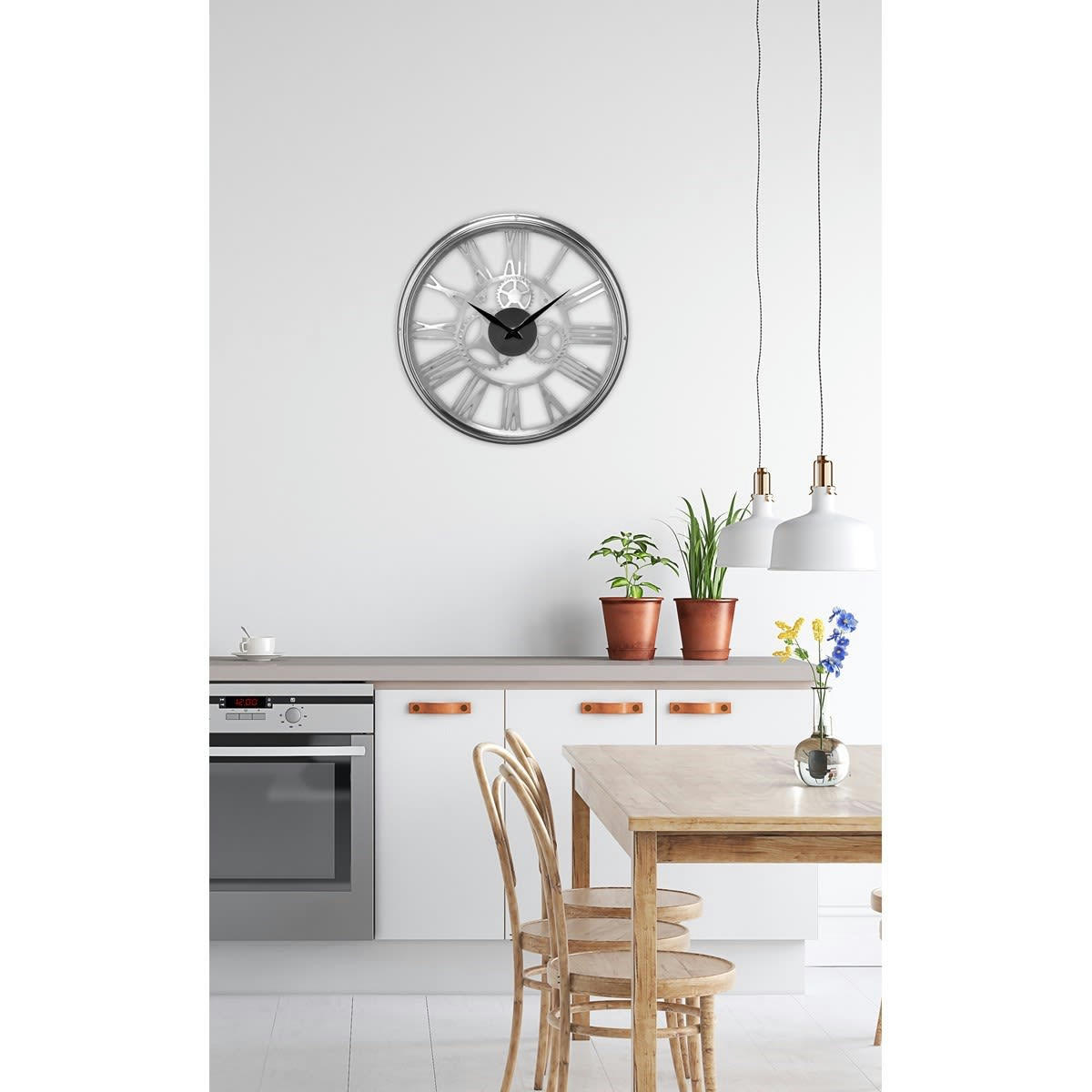 HORLOGE EN MÉTAL AVEC MÉCANISME APPARENT - Horloge ronde sans fond mécanisme apparent 45cm