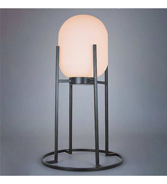 Lampe à poser déco en métal et verre noir E27 compatible LED