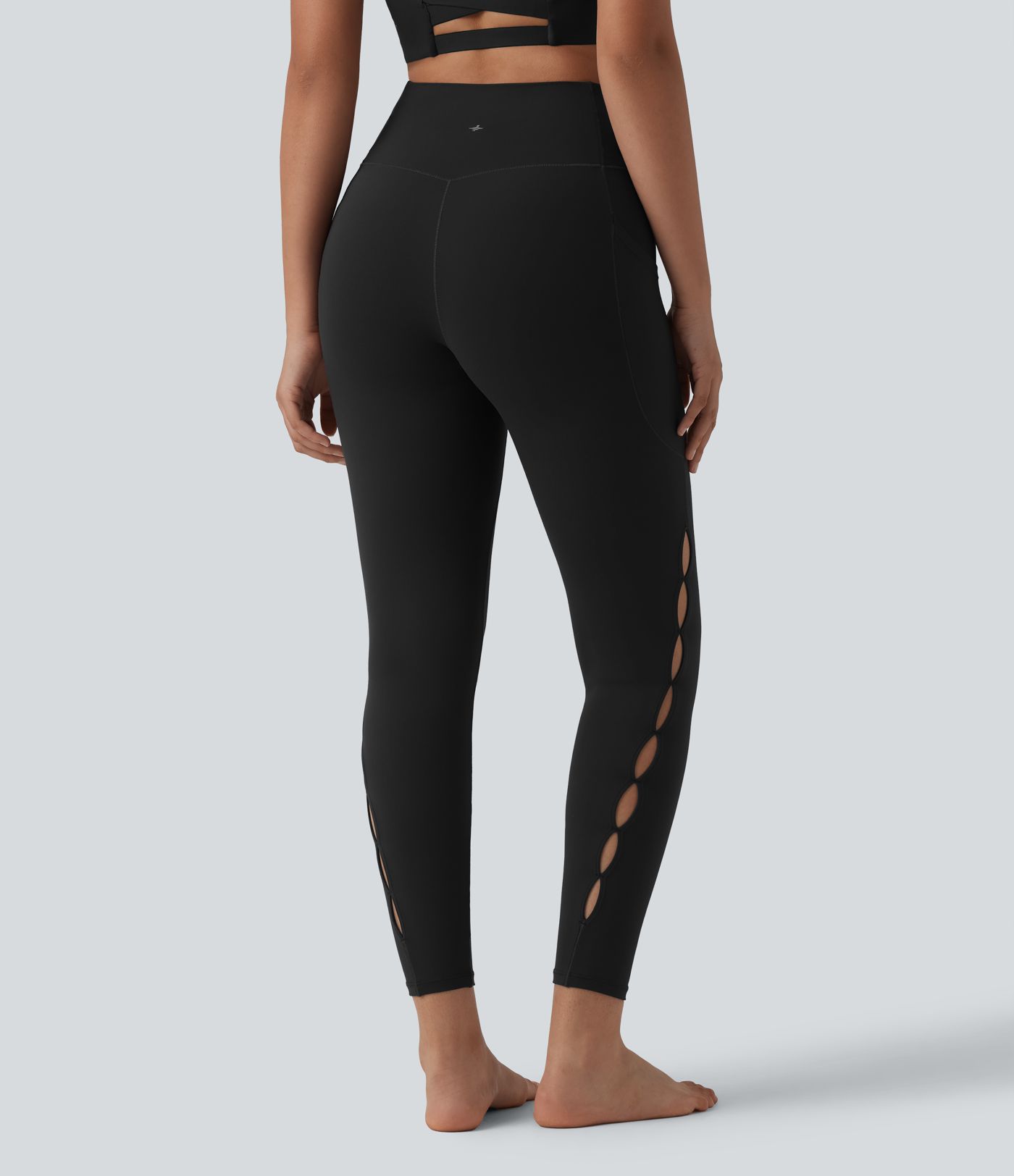 Legging de yoga SoftlyZero™ 7/8 taille haute croisée découpes avec poches - UPF50
