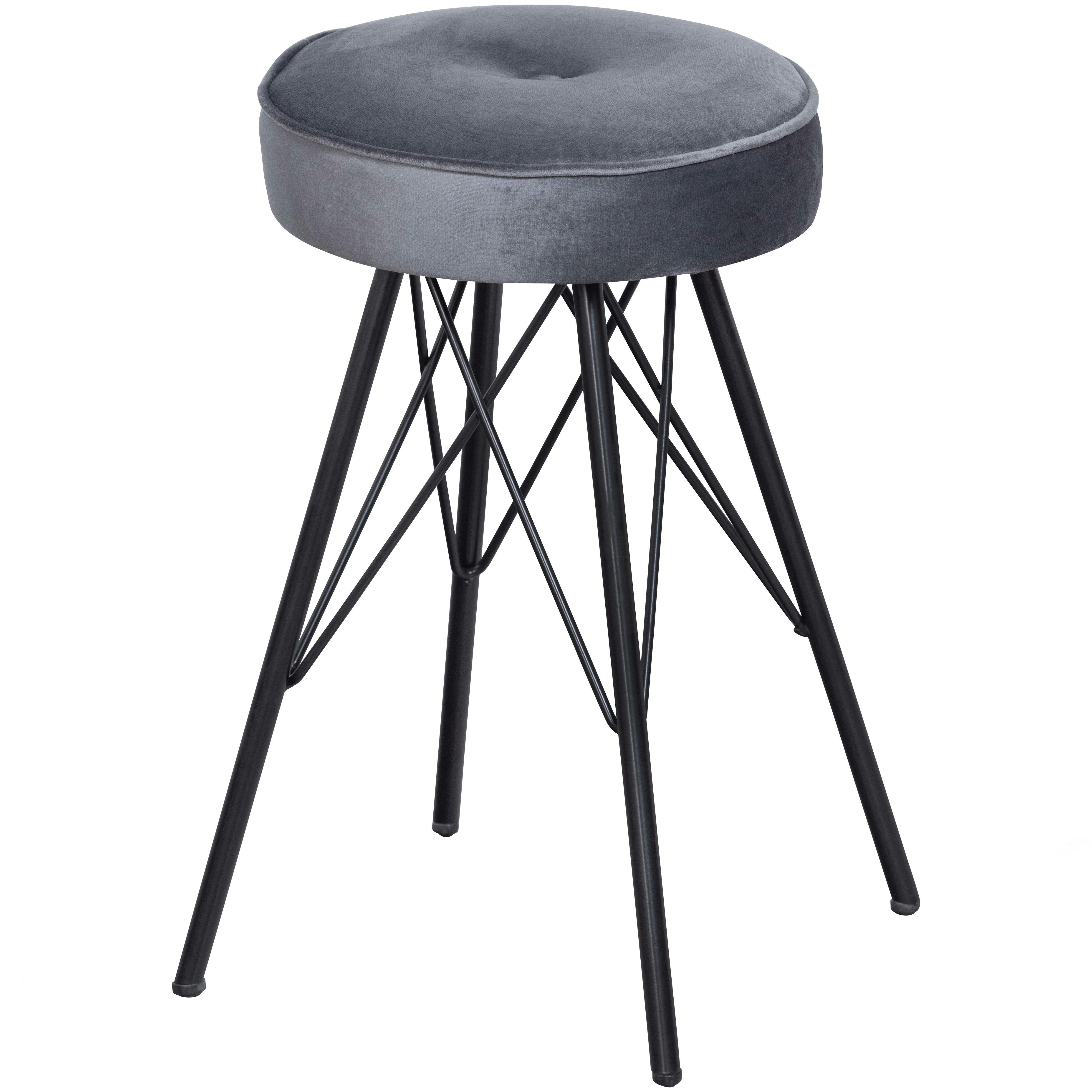 BELLA - Tabouret en velour gris