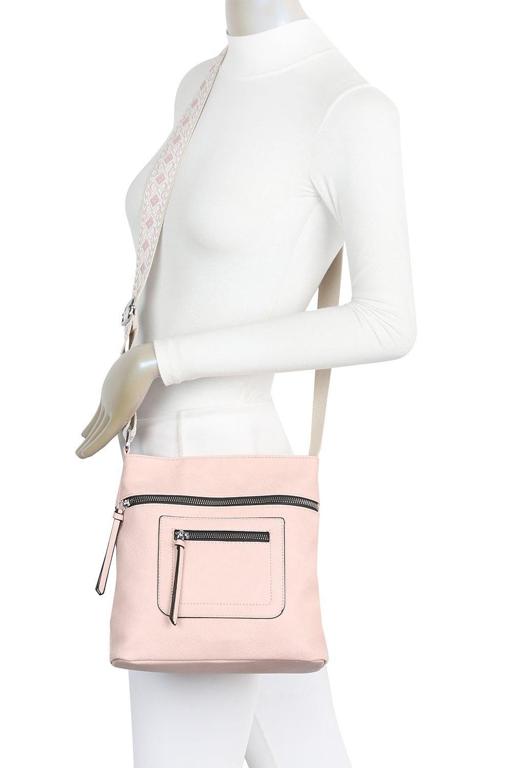 Fontanella Fashion Iki Quadruple Zips PU Leather Crossbody Messenger Bag