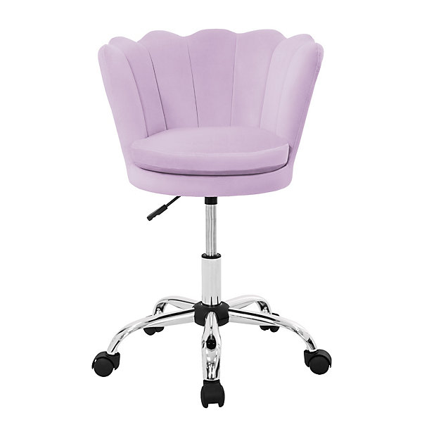 Fauteuil de bureau à roulettes violet clair hauteur réglable chaise en velours