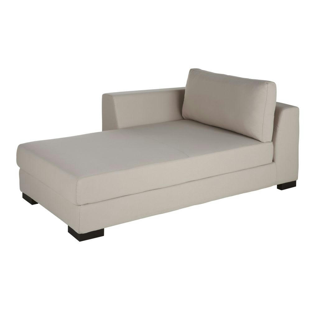 Terence - Méridienne-coffre gauche pour canapé modulable en toile mastic