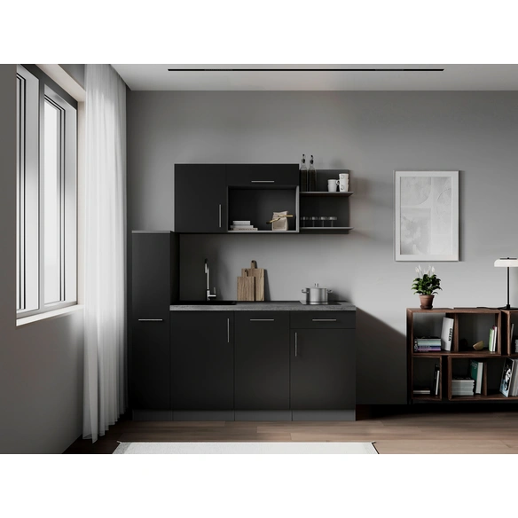 Küchenzeile, »Oliver«, LxBxH: 175x60x200 cm, schwarz