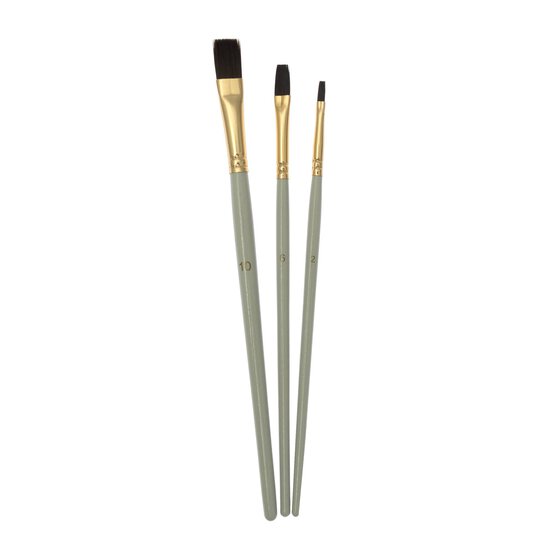 Flat Wooden Brush Set 3 Pack