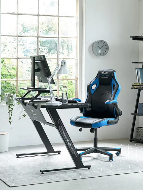 Gamer-stol VOJENS sort/blå kunstlæder/mesh