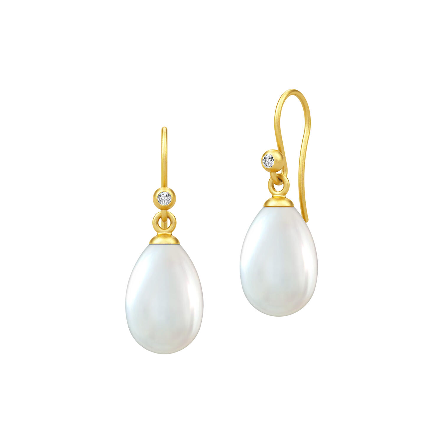 Afrodite Earrings, gold/white pearl