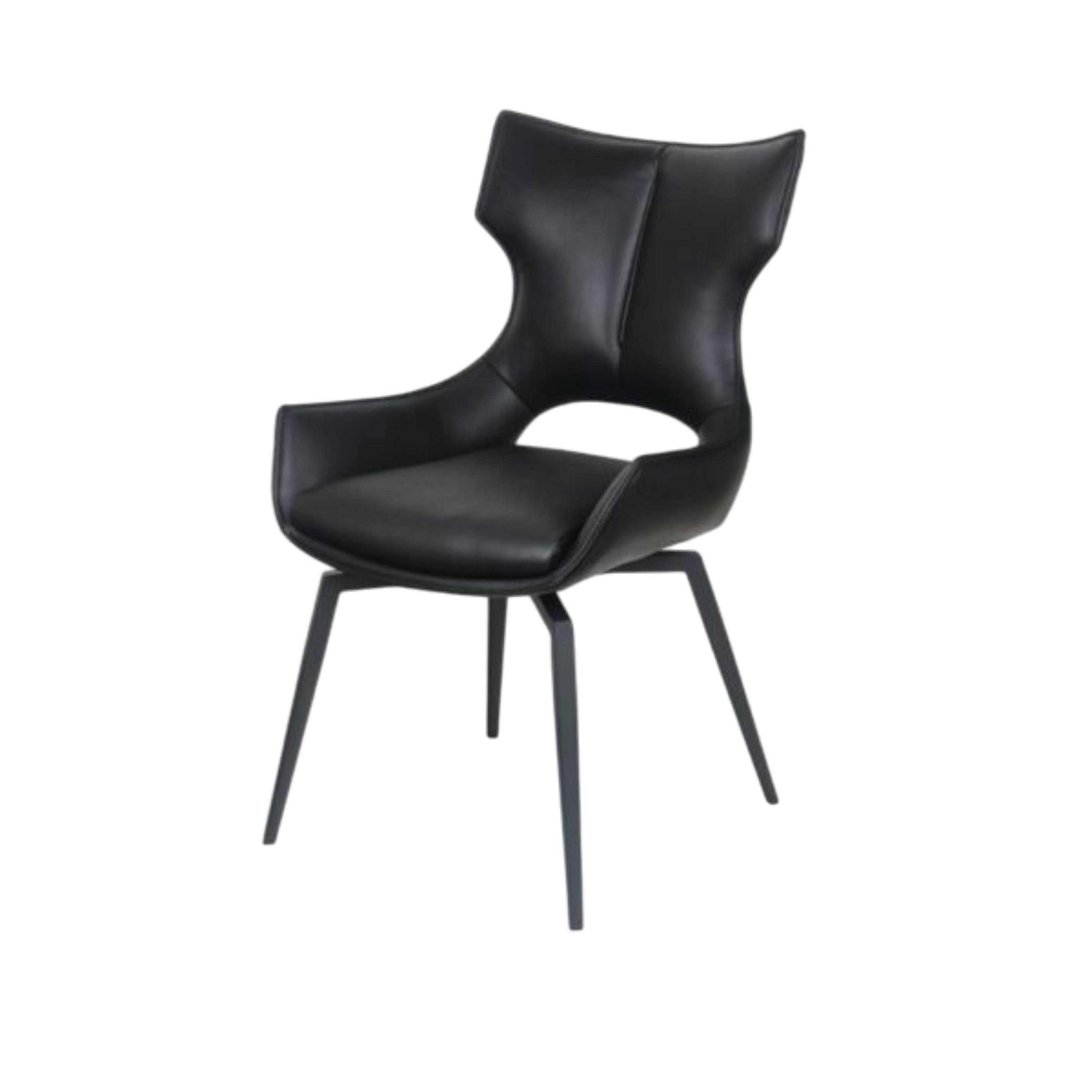 Chaise pivotante cuir noir dossier ouvert (lot de 2) LOMBARDIE