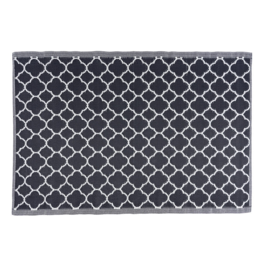 Tapis extérieur India motif chevron noir 120x180cm
