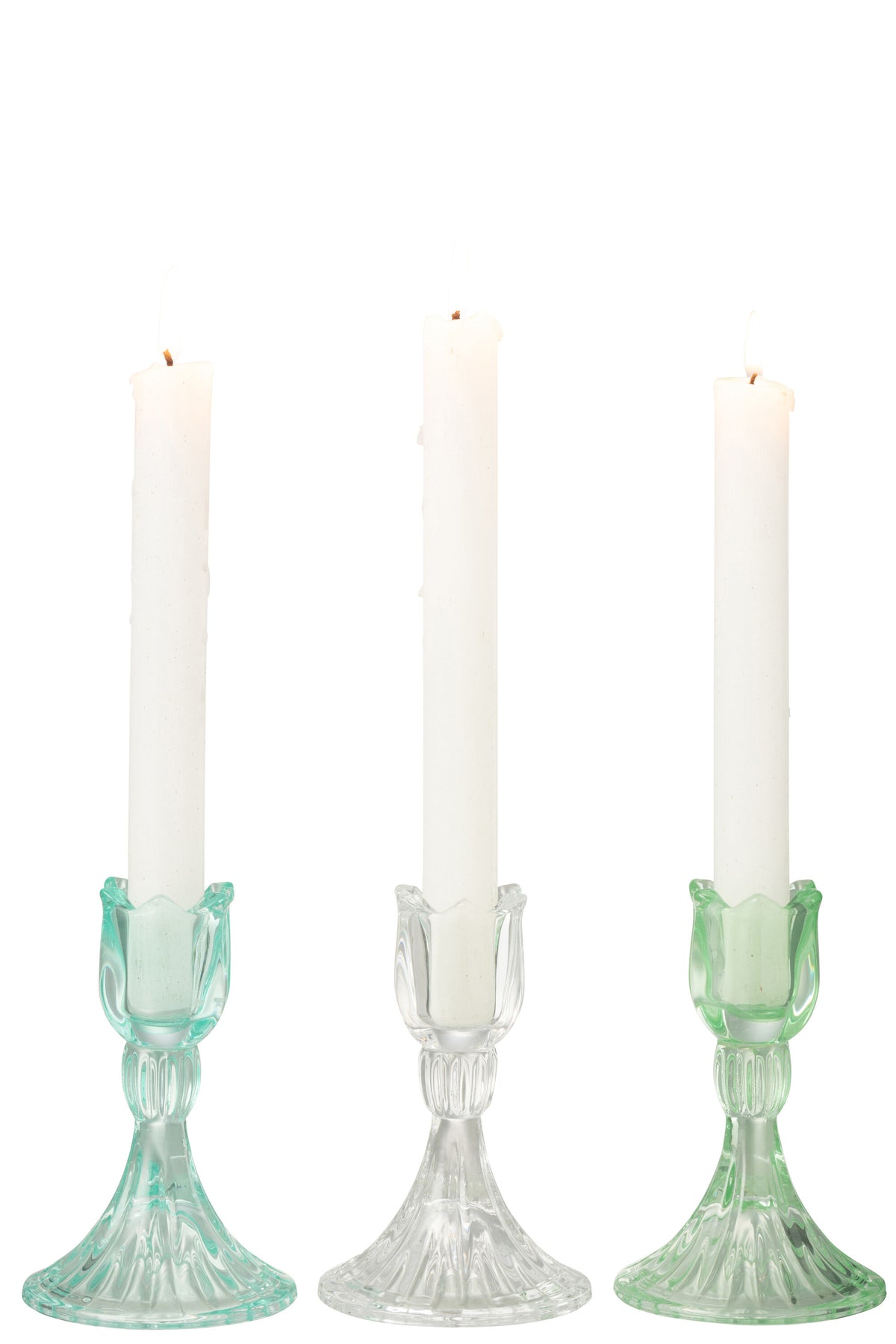 J-Line kandelaar Tulp Koud - glas - mix - 3 stuks