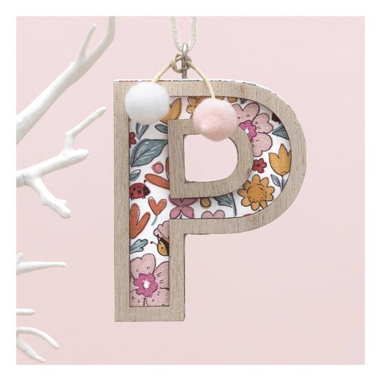 Hanging Wooden Letter P 7.5cm