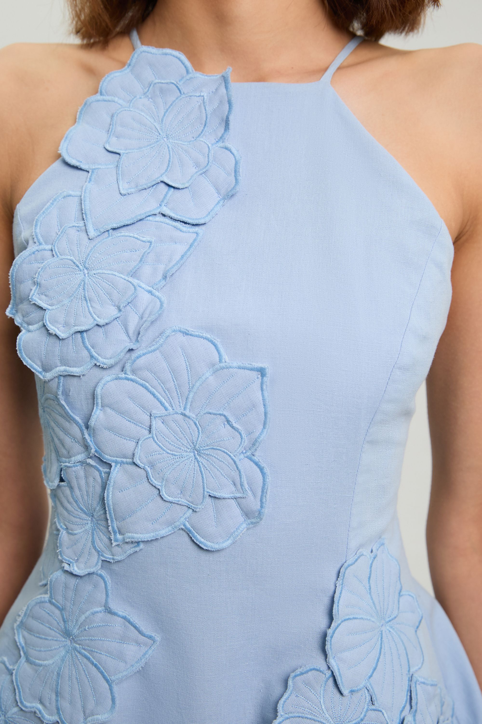KarenMillen Cotton Linen 3D Floral Midi Dress