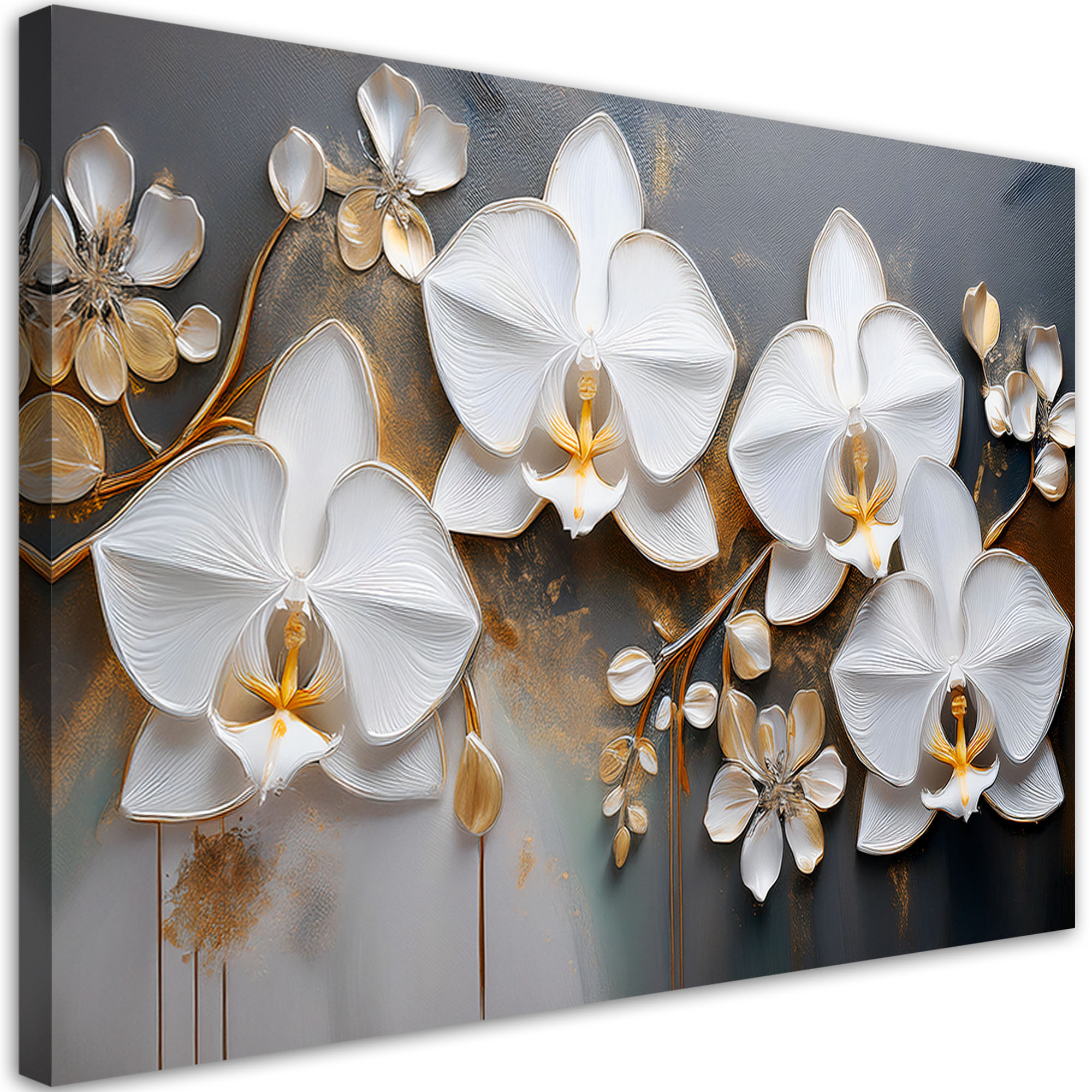 Feeby Obraz na płótnie, Orchidea Biały Kwiat Abstrakcja 60x40