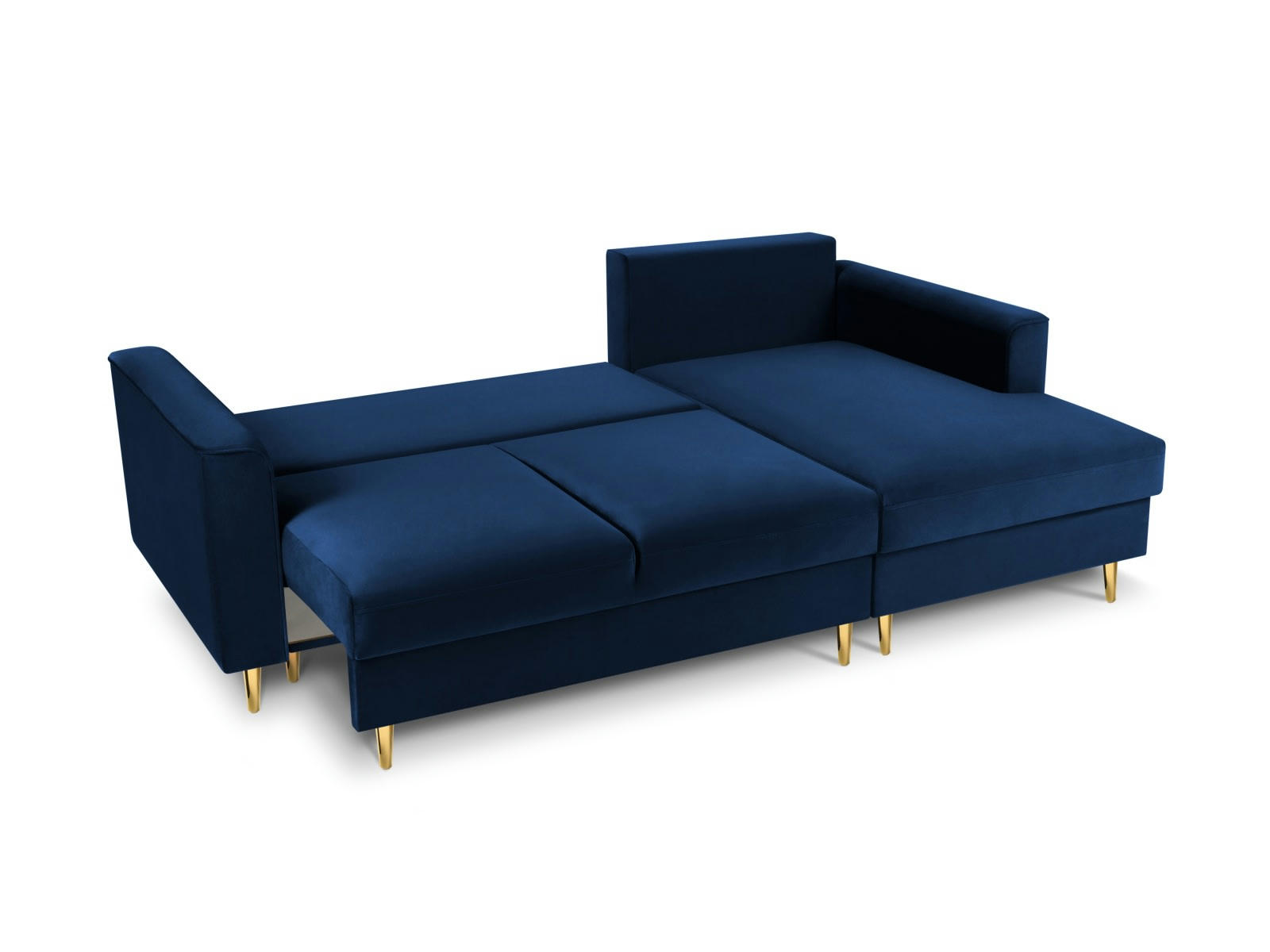 LEONA - Canapé d'angle 4 places en velours bleu roi