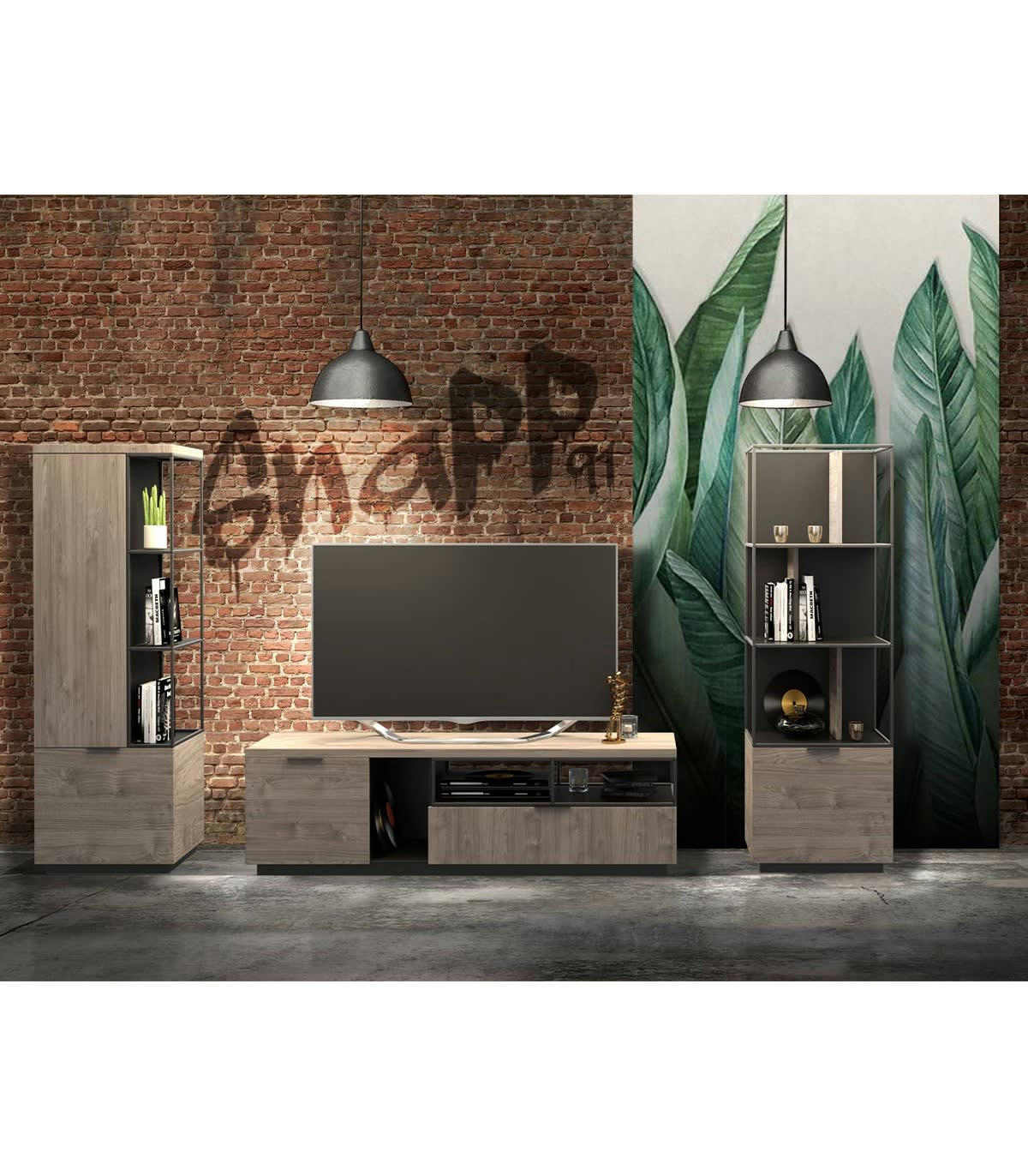 SNAPP - Meuble TV Hifi 1 porte 1 tiroir avec niches de rangements