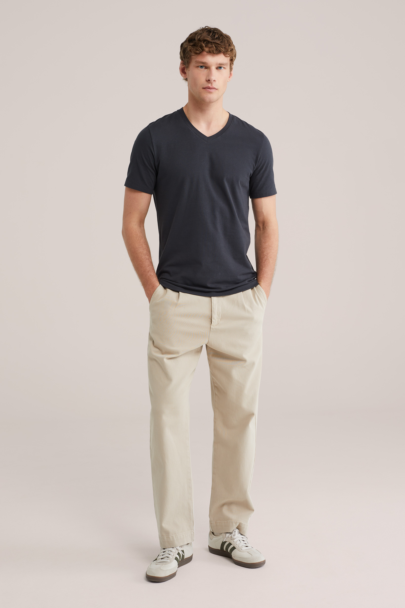 Heren Slim fit T-shirt met V-hals